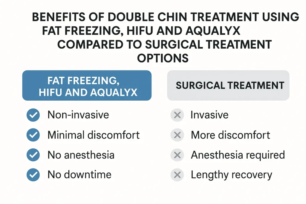 Graphic about the benefits of double chin treatment Keighley - from LA LIPO